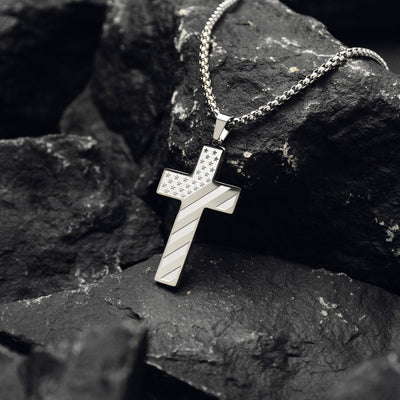 American Flag Cross Necklace