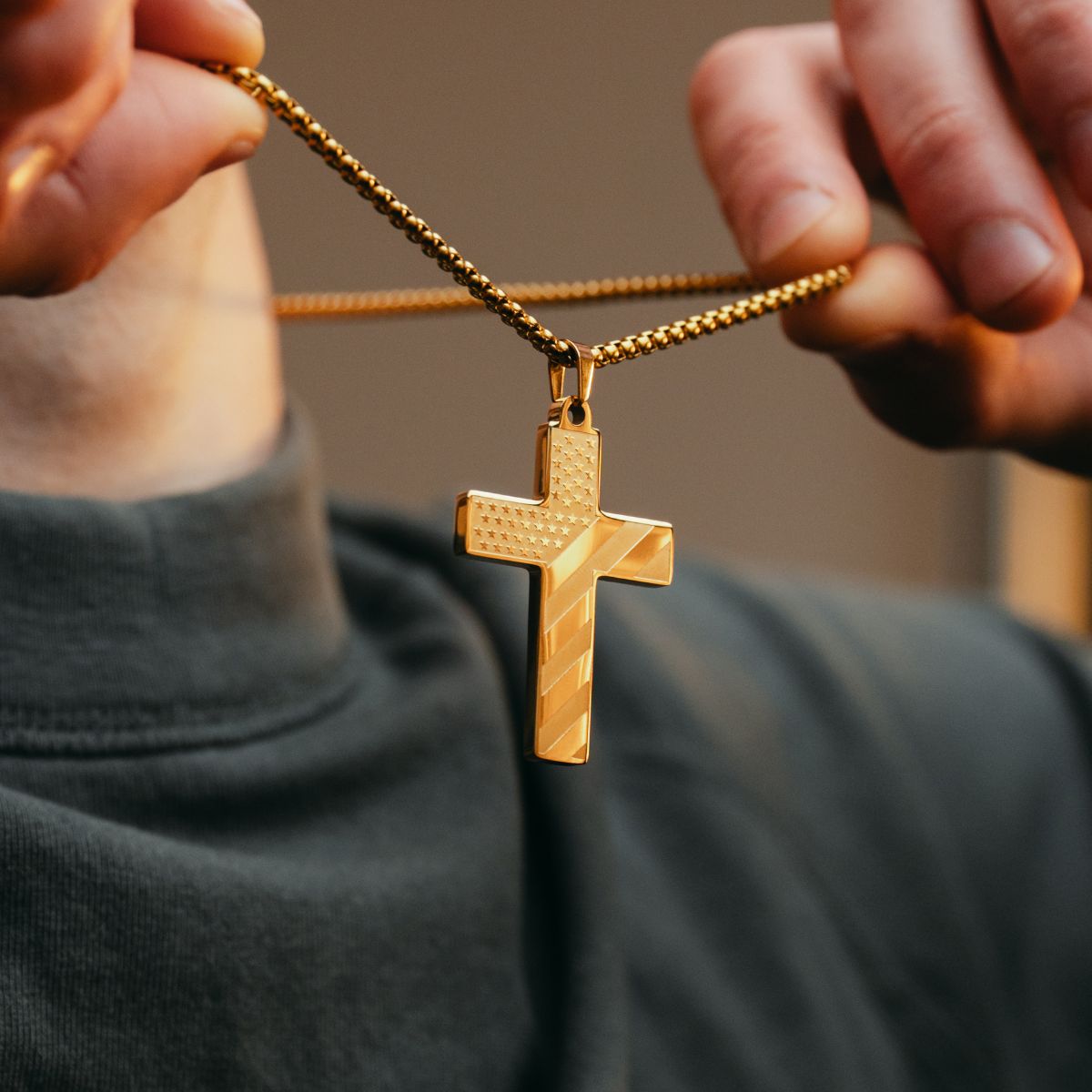 American Flag Cross Necklace