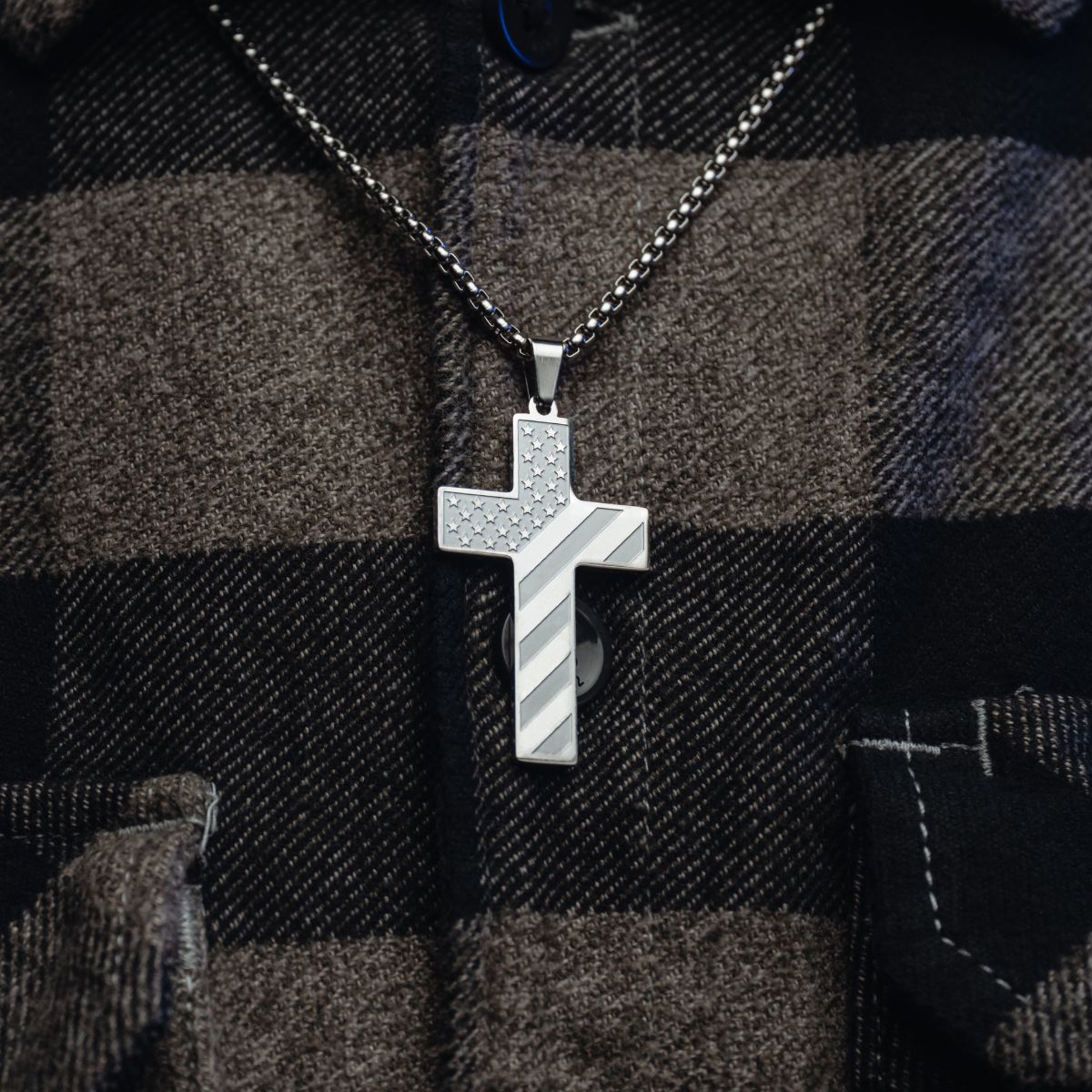 American Flag Cross Necklace